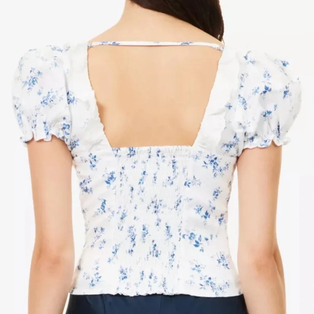 NWT REFORMATION Alice Romantic Floral-Print Puff-Sleeve Linen Blouse Orlaya 4